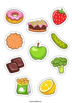 an image of stickers with different foods