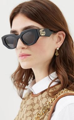 Sunglasses Gucci, Outfit Primavera, Gucci Designer, Geometric Frame, Trendy Sunglasses, Acetate Sunglasses, Gucci Sunglasses