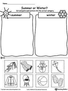 an activity sheet for winter with pictures and words