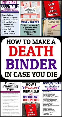 Important Documents Binder, Life Organization Binder, Final Wishes, Family Emergency Binder, Estate Planning Checklist, When Someone Dies, Emergency Binder, Life Planning, Emergency Preparedness Kit