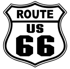 the route 66 sign is black and white