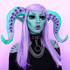 Alien Make-up, Fantasy Make-up, Halloweenský Makeup, Halloween Make-up Looks, Face Awards, Alien Costume, Diy Kostüm