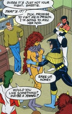 Starfire Comics, Nightwing And Starfire, Comic Icons, Comic Book Panels, Old Comics, V Day