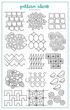 the pattern ideas page is shown in black and white, with different designs on it