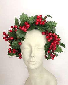 Holly Headbands Holiday Headpiece christmas Ugly Sweater | Etsy Holiday Headpiece, Christmas Headdress, Christmas Headpiece, Pagan Christmas, Christmas Boards, White Fascinator, Floral Headdress, Christmas Attire, Christmas Ugly Sweater