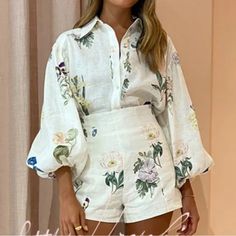 Matching Set - Both Size Small No Tags Like New Shorts Are Lined And High Waisted Blouse Has Full Sleeves With Stretch At The Ends Linen Set, Mode Inspo, Set Outfit, Linen Clothes, Business Ideas, High Waisted Shorts, Look Fashion, Classy Outfits, Fashion Inspo Outfits