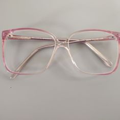 Never Used, Vintage, Oversized, Plastic Glasses. These Are From The 1980s To1990s. Unique Look. Rx Ready. Light Weight. Pink Into Clear Fade. Jetset By International Eyewear. Comes With A Protective Case. Only Worn To Model. Eye Width 58mm Eye Height 48mm Bridge 16mm Temple Length 140 Pink Square Glasses, Y2k Glasses Frames, Cute Pink Glasses, Oversized Glasses Aesthetic, Cool Glasses For Women, Big Glasses Aesthetic, Cute Glasses For Women, Big Glasses Frames, Pink Glasses Frames