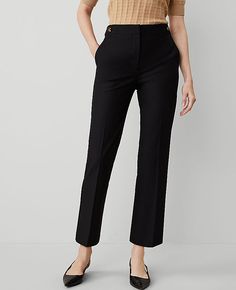 Elevate your wardrobe with the Ann Taylor Petite Button Pencil Pant in Twill - Curvy Fit. Tailored to flatter, these pants feature a high-rise, button waist and a slim leg that hits just at the ankle, ensuring both comfort and style. 

- Size: Petite 2
- Color: Black
- Gender: Female
- Material: 54% Viscose, 39% Cotton, 7% Lyocell
- Fit: Tailored and fitted
- Length: Ankle-length with a 26" inseam and 17 1/4" leg opening
- Features: Front zip with double hook-and-bar closure, front off-seam pock Pencil Pant, Petite Curvy, Blazer And Skirt, Petite Pants, The Button, Line Shopping, Pencil Pants, Sleepwear & Loungewear, Slim Leg