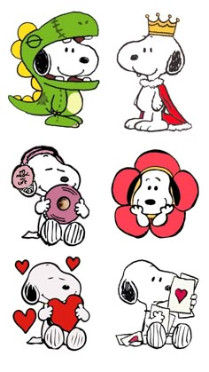 snoopy and friends stickers on a white background