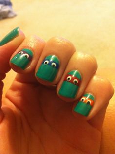 Teenage Mutant Ninja Turtles #nail #nails #nailart Ninja Turtle Nails, Turtle Nail Art, Turtle Nails, Do It Yourself Nails, Short Nails Art, Get Nails, Nails Short, Ninja Turtles, Gel Nail