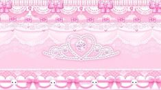 a pink wallpaper with hearts and laces on the border, as well as bows