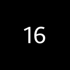 the number sixteen is shown in white on a black background