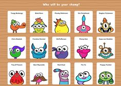 an image of cartoon character cards with words and pictures for children's learning to read