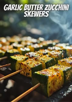 Hidden Recipes | Garlic Butter Zucchini Skewers | Facebook Zucchini Skewers Grill, Garlic Butter Zucchini Skewers, Zucchini Recipes Grilled, Garlic Butter Zucchini, Summer Bbq Sides, Thanksgiving For One, Bean Side Dish Recipes, Zucchini Skewers, Green Bean Side Dish Recipes