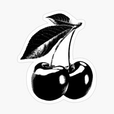 two cherries with leaves on them sticker by theartofoard com