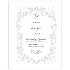 This guest book showcases your name wedding date, and venue details in an opulent frame, creating an elegant vibe for your guests loving words. The blend of formal serif typography and romantic cursive script gives you the best of both worlds.

This book has a casebound cover with matte lamination, and 100 blank pages (50 sheets) of 70# opaque text paper. Includes a 0.25" white grosgrain bookmark ribbon. Wedding Cake Chic, Loving Words, Bookmark Ribbon, Serif Typography, Cursive Script, Ethereal Wedding, Bridal Salon, Guest Books, Guest List