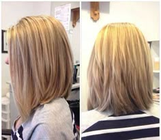 These 30 medium length hairstyles for women are so pretty, you'll fall in love with them all. There are styles for thick hair, with bangs and without, curly hair, for work or for the weekend. Most of these are fairly easy to achieve. Just show your stylis Kort Bob, Layered Bobs, Long Bob Haircuts, 2015 Hairstyles, Bob Haircuts For Women, Long Bob Hairstyles, Short Hairstyle, Olivia Palermo, Bob Haircut