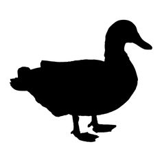 a black and white silhouette of a duck