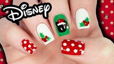 Minnie Mouse Nails Christmas, Birthday Nails Disney, Disney Xmas Nails, Mickey Christmas Nails, Disney Nails Christmas, Mickey Mouse Christmas Nails, Christmas Nails Disney