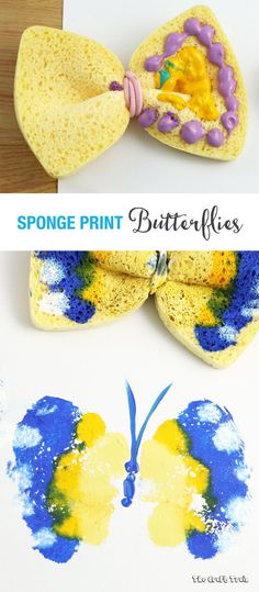 the butterfly craft is made with sponge paint