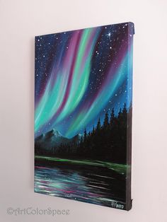 an acrylic painting of the aurora bore