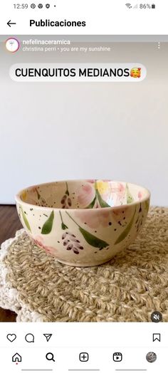 a bowl sitting on top of a table