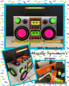 an old school boombox has been transformed into a pop - up music box for kids to play with