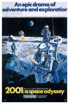 an advertisement for the space odyssey shows astronauts on the moon