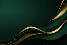 an abstract green and gold background with wavy lines on the bottom, in shades of dark green