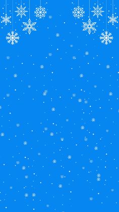 a blue background with snowflakes hanging from it