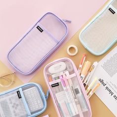 Mesh Pencil Case, Transparent Pencil Case, School Pencils