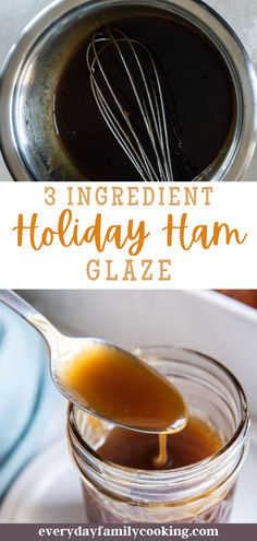 three ingredient holiday ham glaze in a glass jar