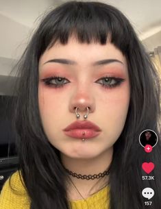 Summer Alt Makeup, Emo Girl Makeup Looks, Goth Mommy Makeup, Minimal Alt Makeup, Minimal Grunge Makeup, Red Under Eye Makeup Looks, Small Eyes Makeup Look, Midwest Emo Makeup, Alt Makeup For School