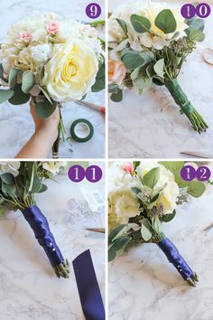 instructions for how to make a bridal bouquet