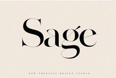 the word sage written in black on a white background