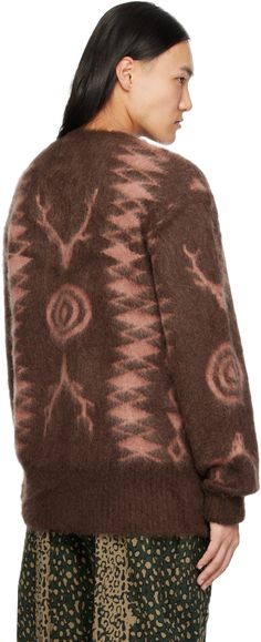 Loose-fit brushed knit mohair-blend sweater. Jacquard graphic pattern throughout. · Rib knit crewneck, hem, and cuffs · Dropped shoulders · Rolled cuffs Supplier color: Brown Mocha Aesthetic, Healing Journaling, Baggy Sweaters, 2025 Fashion Trends, Style Moodboard, Mohair Sweater, Knitwear Men, 2025 Fashion, Loose Sweater