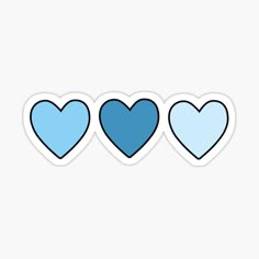 three blue hearts sticker on a white background with the word love written in it