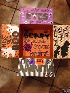 some halloween cards are on the floor