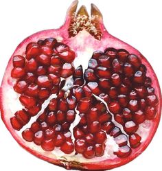 the pomegranate is cut in half and ready to be eaten