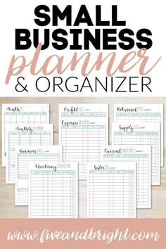 the small business planner and organizer printable is shown with text overlaying it