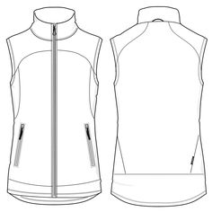 the front and back view of a women's vest with zippers on each side