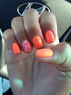 Summer nails Blue Orange Nails, Nails Coral, Nail Color Combos, 2024 Nails, Summer Nails Colors, I Love Nails, Orange Crush, Orange Nails, Manicure Y Pedicure