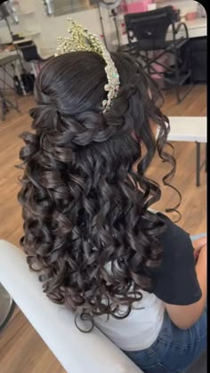 Quincera Hairstyles, Sweet 16 Hairstyles, For Long Hair Hairstyles, Long Hair Hairstyles, Natural Wedding Hairstyles, Short Hair Hairstyles, Quince Hairstyles With Crown, Quinceanera Hairstyles, Quince Hairstyles