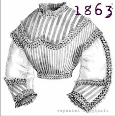 Victorian Blouses, Tops, Shirts, Vests, Sweaters 1800s Clothing, 1860s Fashion, Blouse Sewing Pattern, Blouse Sewing