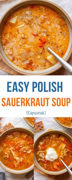 easy polish sauerkraut soup in a bowl