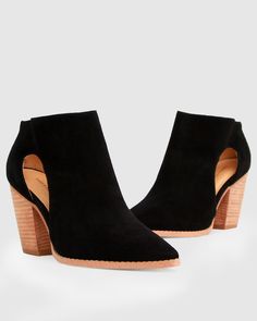 The edgy cutout silhouette of the Midnight Special Suede Ankle Boots by Belle & Bloom is balanced with a classic suede and wooden heel pairing. - Wooden stacked heel - Genuine Suede - Cushioned footbed - Side cutouts - Back zipper - Colour: Black  If any part gets dirty, we recommend wiping and spot-cleaning them with a soft cloth dampened with water. Do not bleach. Avoid contact with any substance containing oil or alcohol, and do not use any abrasive cleaning products. Midnight Special, The Midnight, Wooden Heel, Mens Jewelry Bracelet, Suede Ankle Boots, Wedge Espadrille, Black Ankle Boots, Stacked Heel, Beautiful Outfits