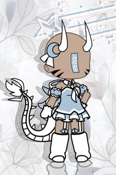 a drawing of a cartoon character with horns