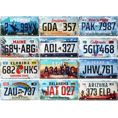 many license plates are stacked on top of each other