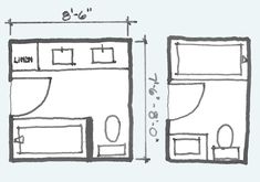 a drawing of a bathroom with two separate stalls