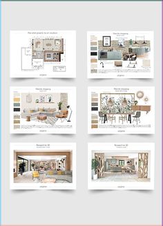 the interior design process is shown in four different sections